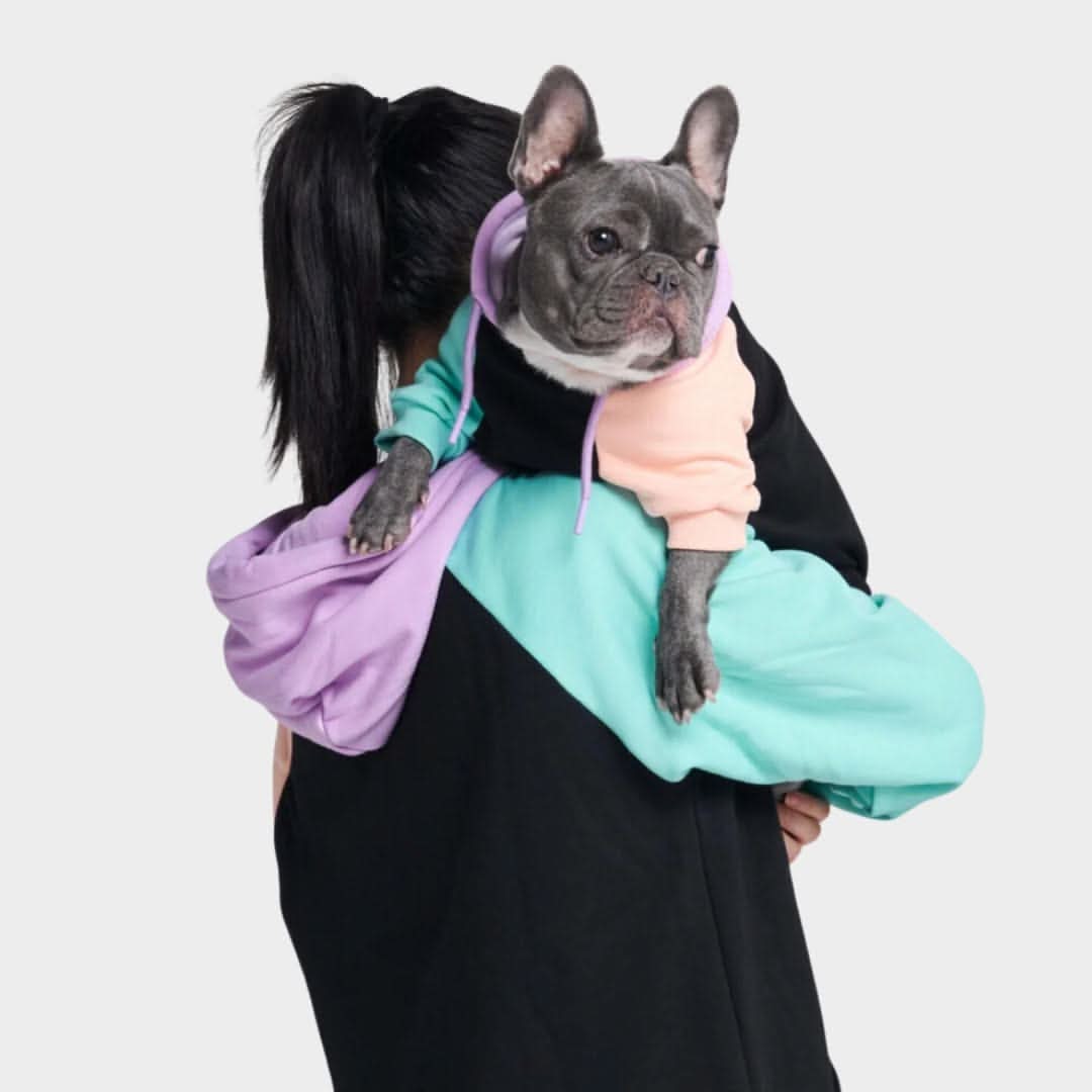 Color Block Fleece Hoodie for Adults with Four-Way Stretch and Eight Coordinated Designs for Pet Matching product image 1