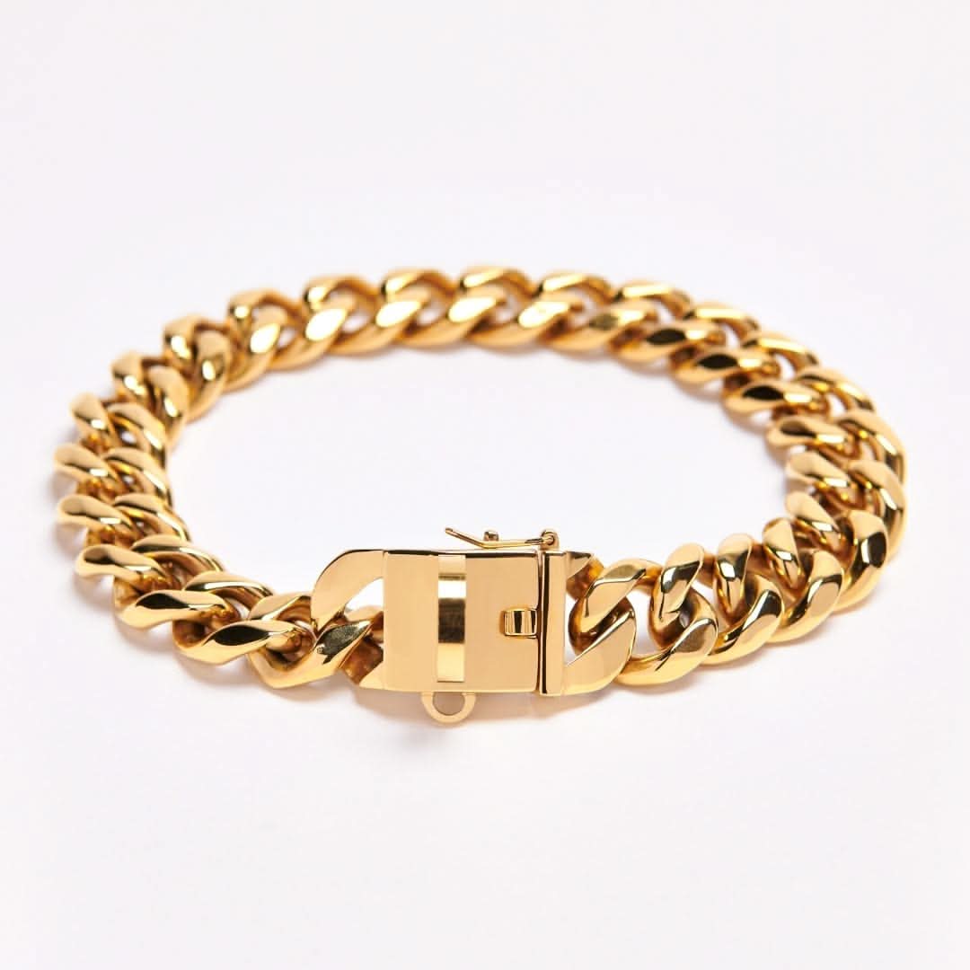Gold Cuban Link Dog Collar in Nine Lengths from 9.8 to 25.6 Inches for a Bold Everyday Look product image 1