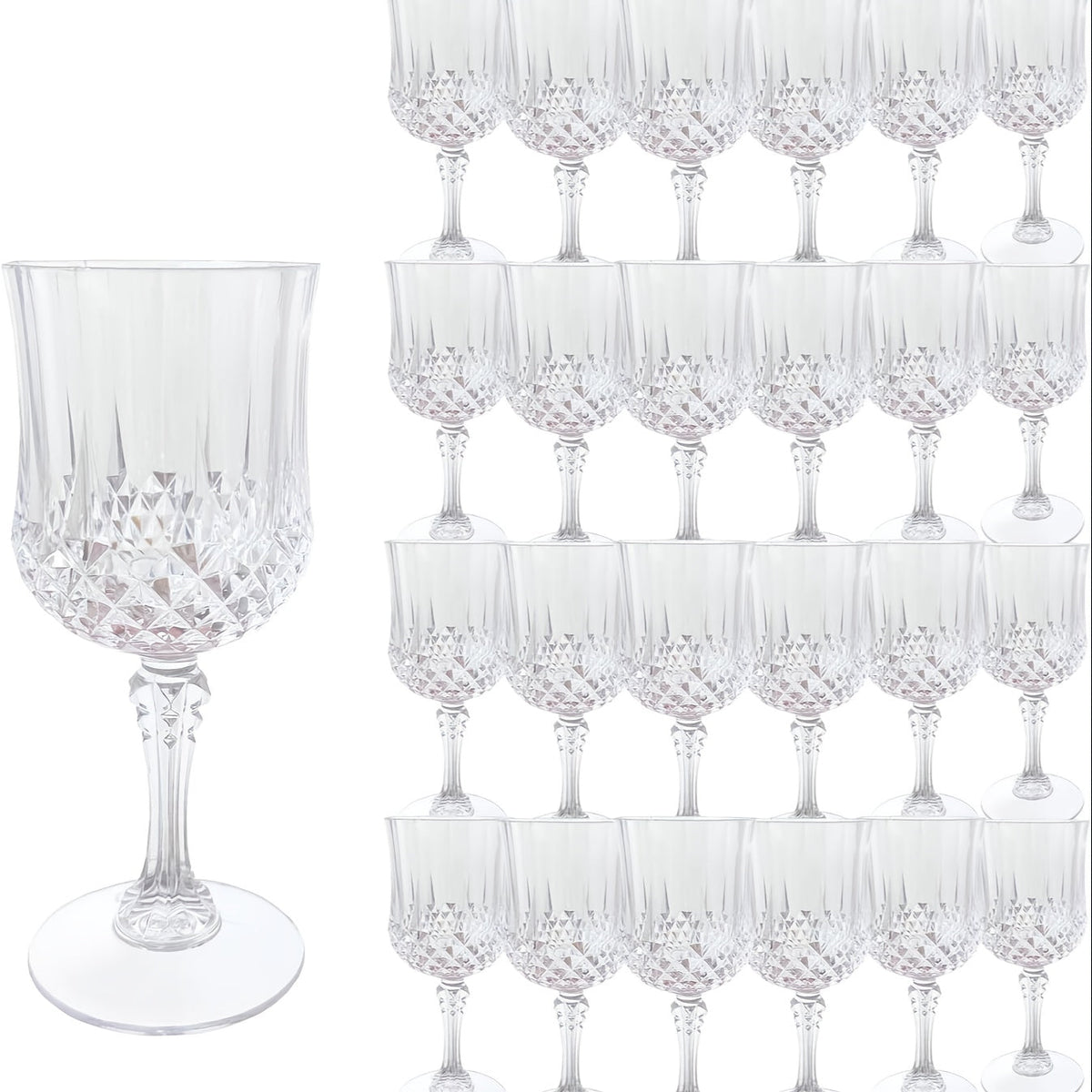 Plastic Wine Glasses 24 Pack 7oz for Home Cooking, Dining and Outdoor Meals, with the Listed Configuration
