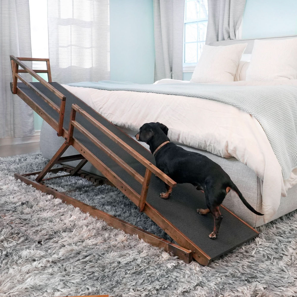 Adjustable Solid Maple Dog Ramp for Beds from 12 to 37 Inches High with Side Rails and Non-Slip Traction product image 4