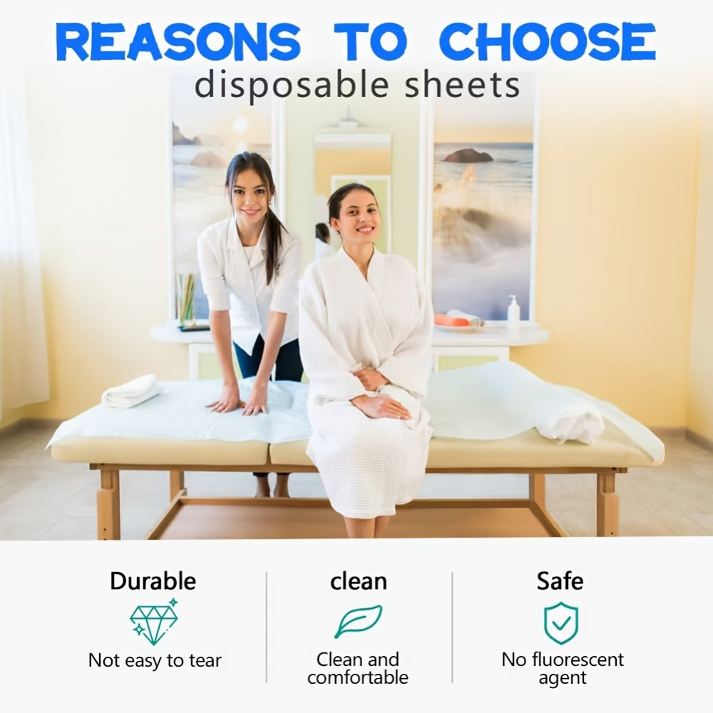 Disposable Bed Sheets 100 Pack Non-Woven Massage Table Cover Single Use Stain Resistant Spa Sheets for Massage Therapists Estheticians