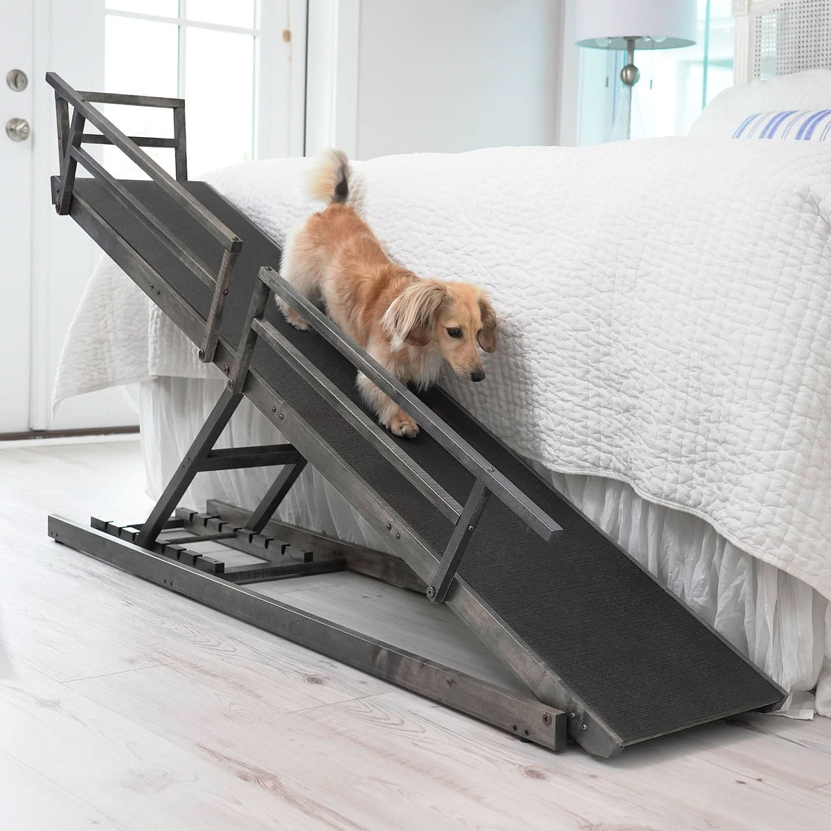 Adjustable Solid Maple Dog Ramp for Beds from 12 to 37 Inches High with Side Rails and Non-Slip Traction product image 8