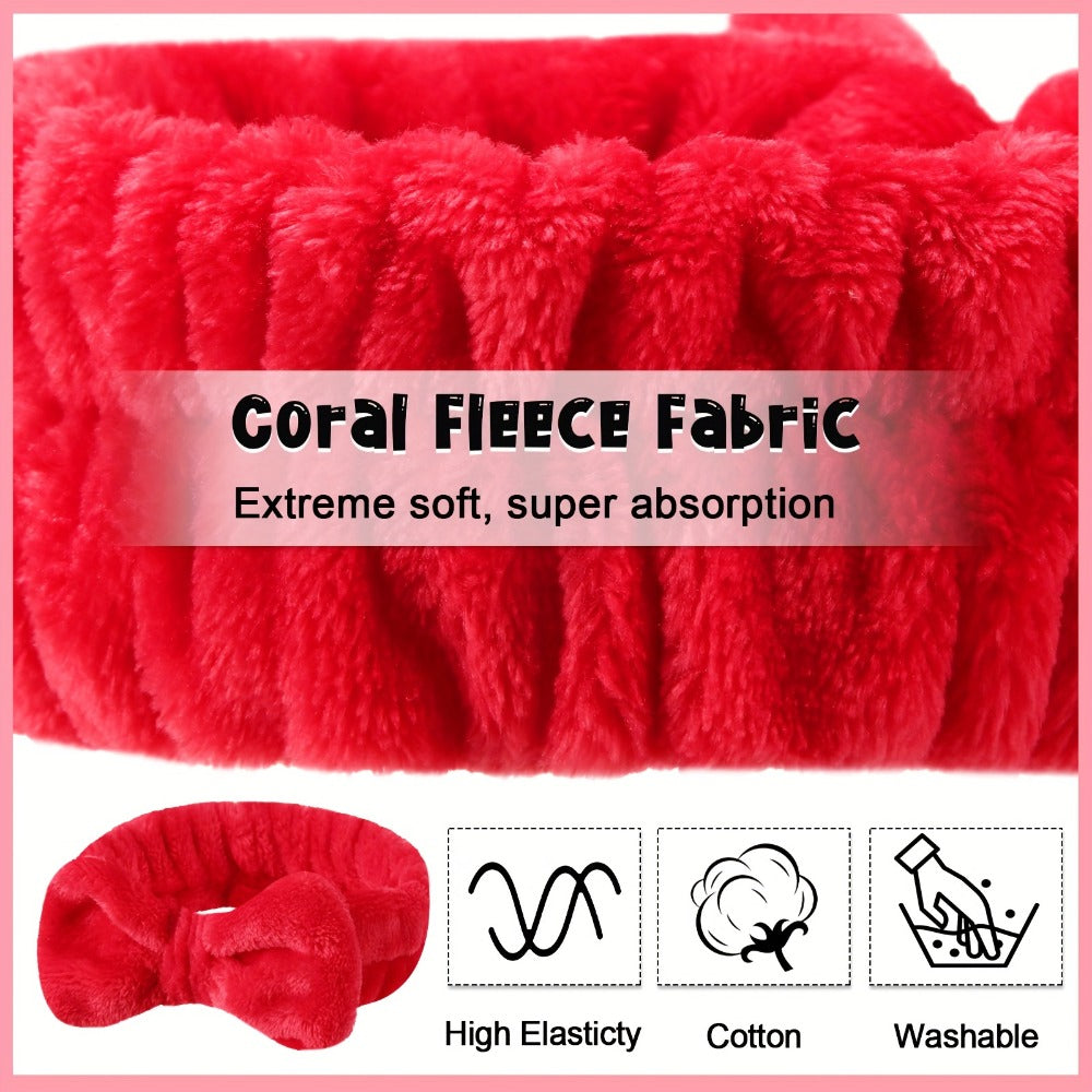 Spa Headbands for Washing Face 52 Pack Bulk Set – Soft Coral Fleece Bow Headband in 13 Colors for Women Skincare Makeup Shower Facial