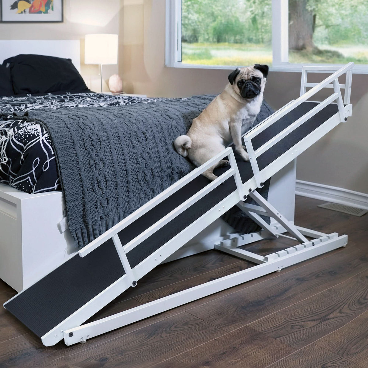 Adjustable Solid Maple Dog Ramp for Beds from 12 to 37 Inches High with Side Rails and Non-Slip Traction product image 9