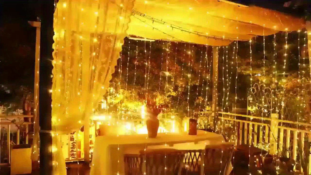 Solar Curtain Lights Outdoor 300 LED Waterfall Fairy String Lights with 8 Modes Remote for Entryways, Bedrooms and Living Spaces