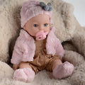 Bunny Ear Baby Doll 12 Inch Pink, Fluffy Bunny Ears PVC Realistic Newborn Comfort Doll, Cute Plush Toy for Boys & Girls Ages 3+