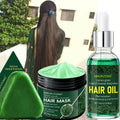 Three-Piece Usman Grass Hair Care Kit with 120g Triangular Shampoo Bar, Oil and Mask Formats