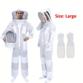 Beekeeping Suit Triple Layer Sting-Resistant Gloves 2 Veils S-3XL for Garden, Patio and Yard Use