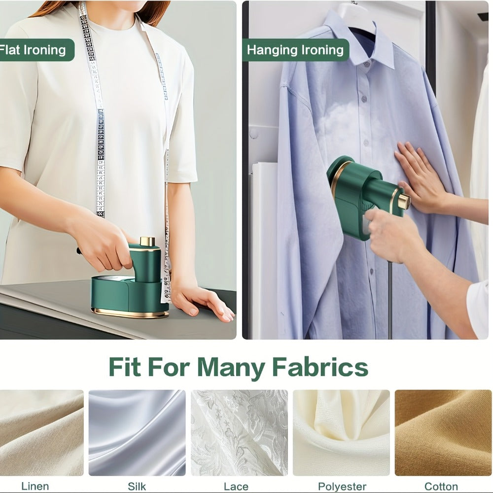 Foldable 3-in-1 Mini Garment Steamer and Iron with 40W Label, Matching Base and Filling Cup