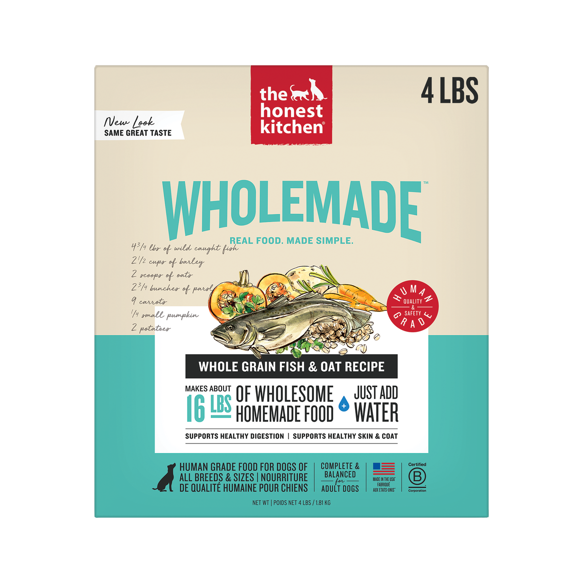 Wholemade Dehydrated Dog Food Whole Grain Fish &amp; Oat Recipe from The Honest Kitchen ::4-lb
