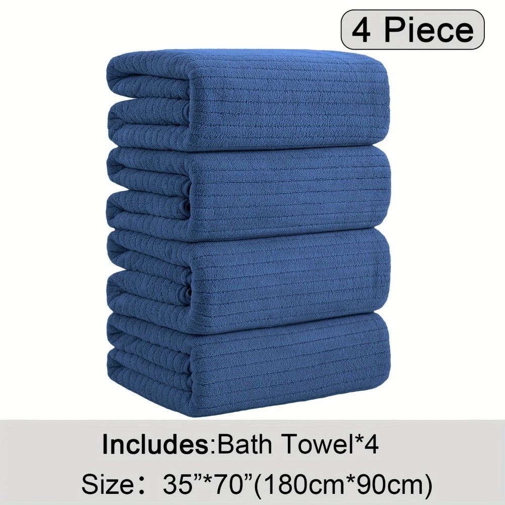 Bath Towels Set 4-Pack Oversized 35 x 70 Inch Microfiber Sheets in 13 Solid Color Options for Home and Guest Use