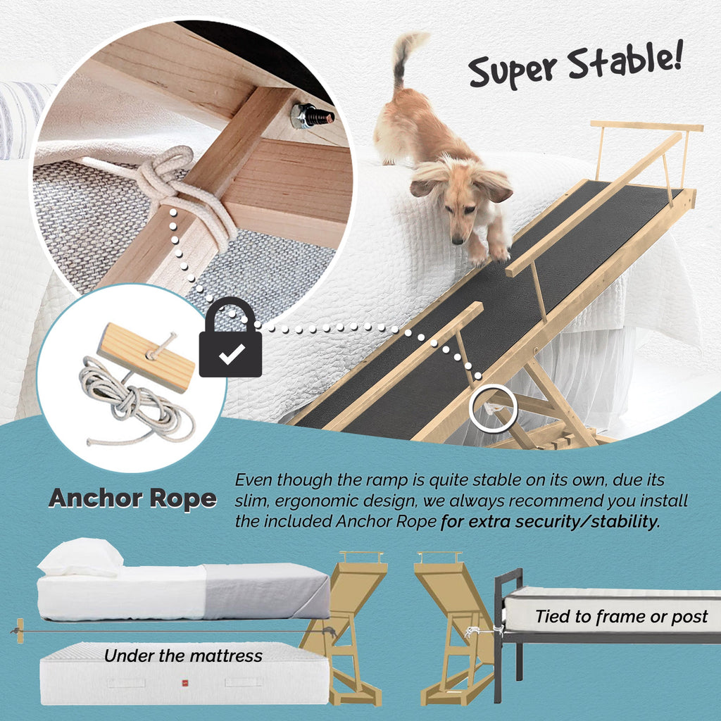 Adjustable Solid Maple Dog Ramp for Beds from 12 to 37 Inches High with Side Rails and Non-Slip Traction product image 14