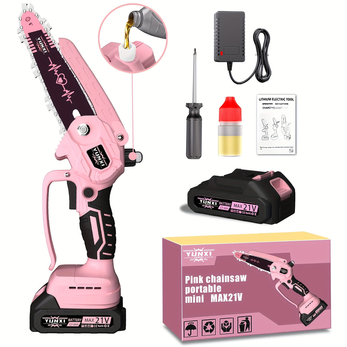 Cordless Electric Pruning Saw Handheld Mini Chainsaw Wireless Portable Tree Branch Cutter with Safety for Garden, Patio and Yard Use