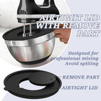 8PCS/Set-Labeled Mixing Bowl Set with Black Lids, Nested Bowls and Three Removable Grater Inserts
