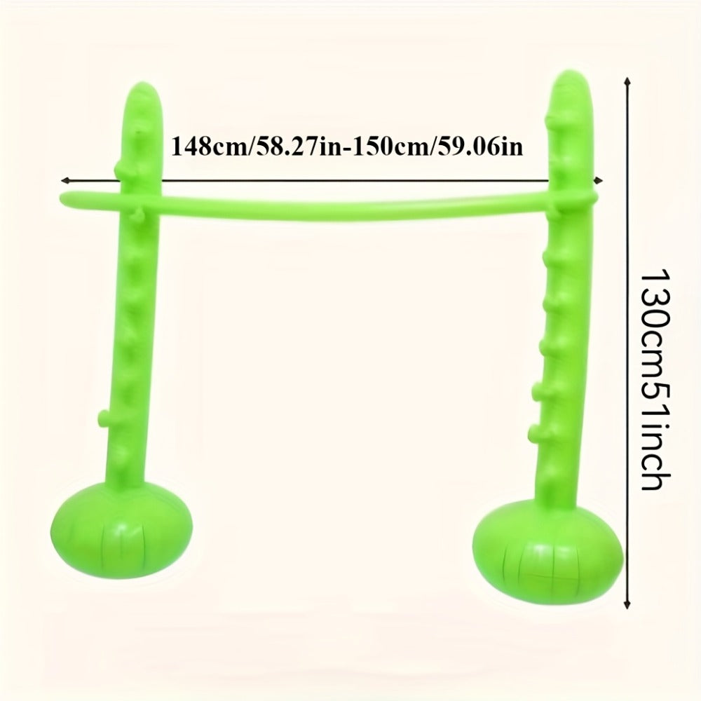 Blue Inflatable Limbo Game with Two Weighted-Base Uprights and Horizontal Bar for Outdoor Parties