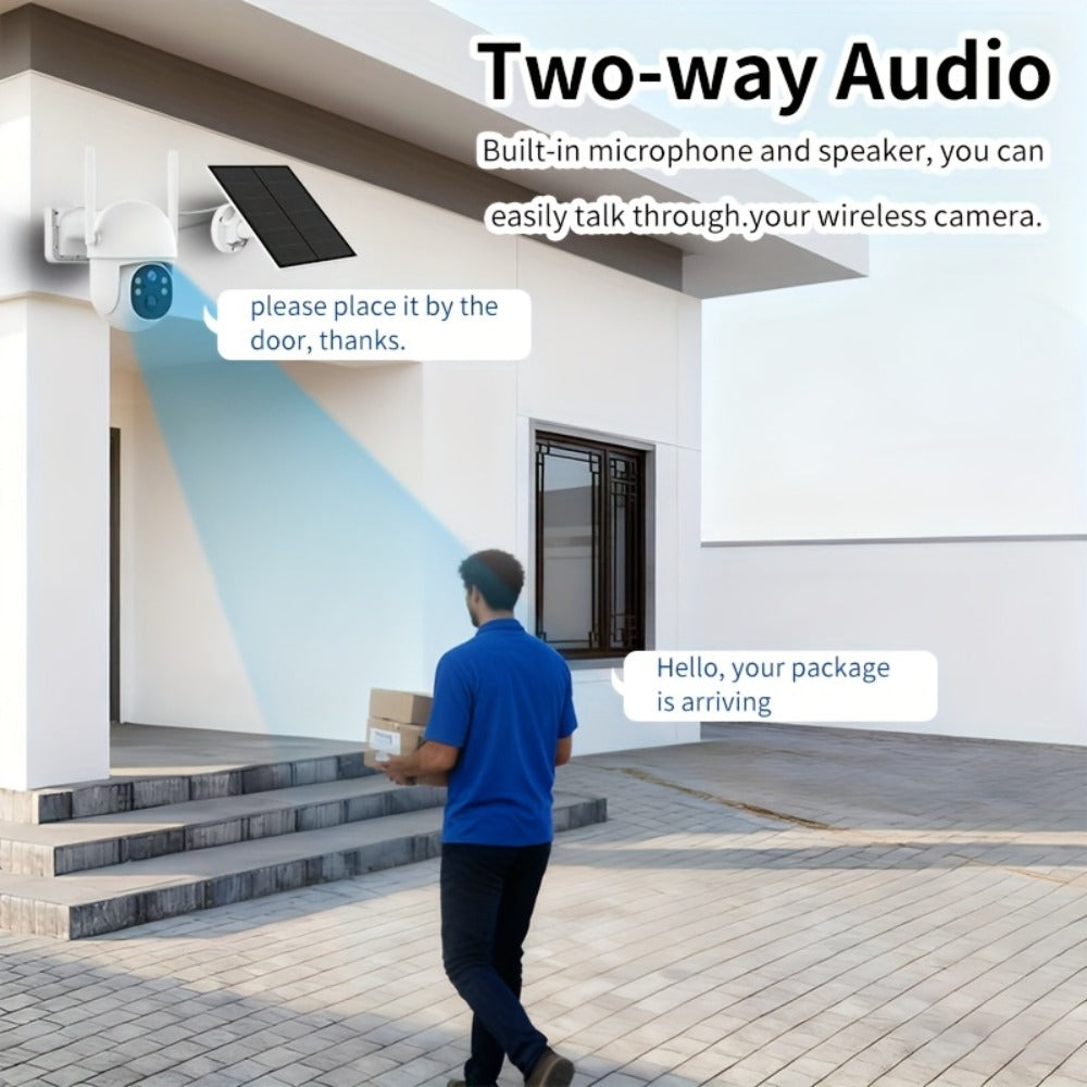 White Solar WiFi Security Camera Set with Two- or Four-Camera Options, Pan-Tilt View and Full-Color Night Vision