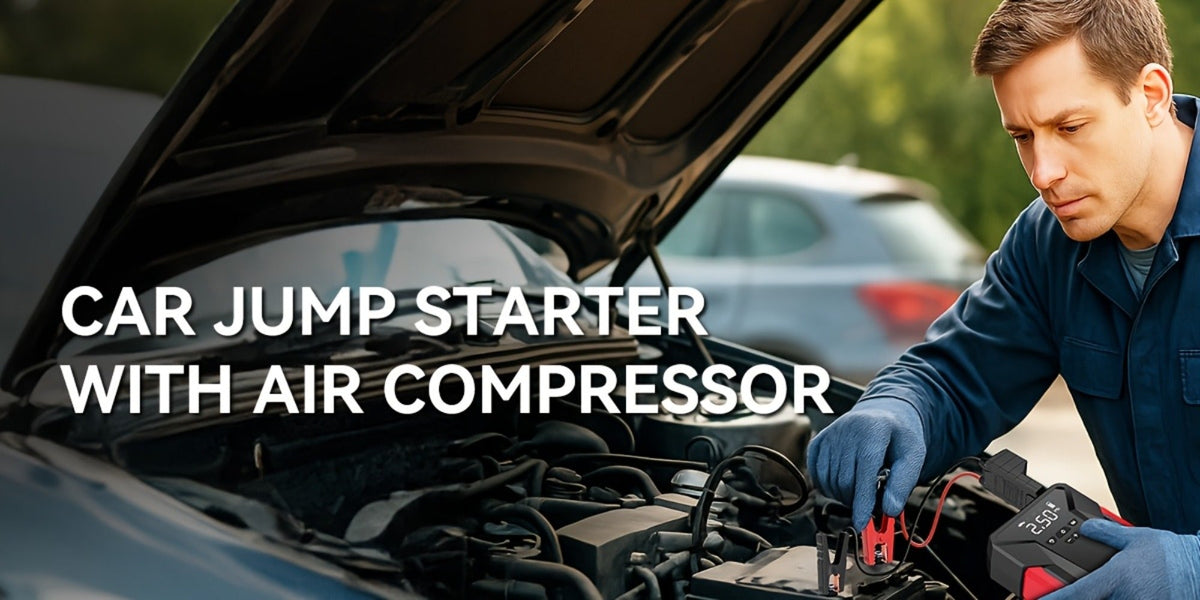 7000A Jump Starter with Air Compressor & Tire Inflator, 8-in-1 Portable Car Battery Booster for 9L Gas 8.5L Diesel, 150PSI Auto-Stop