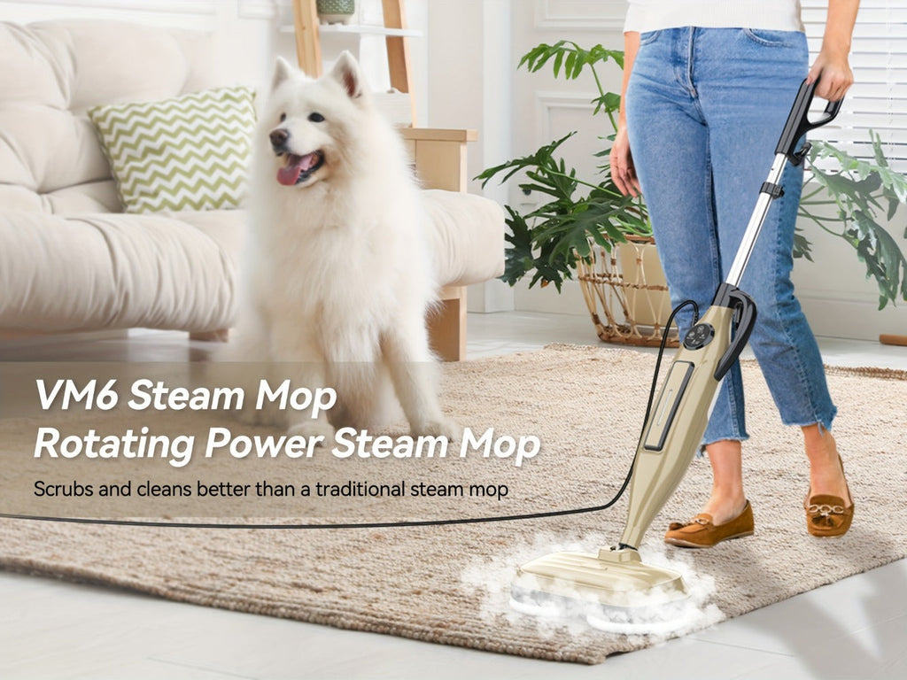 Steam Mop 10-in-1 Spinning Rotating Mop Pads with Steam Blaster Technology - 3 Steam Modes, LED Headlights