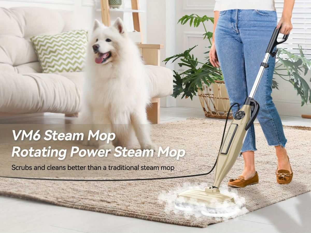 Steam Mop 10-in-1 Spinning Rotating Mop Pads with Steam Blaster Technology - 3 Steam Modes, LED Headlights