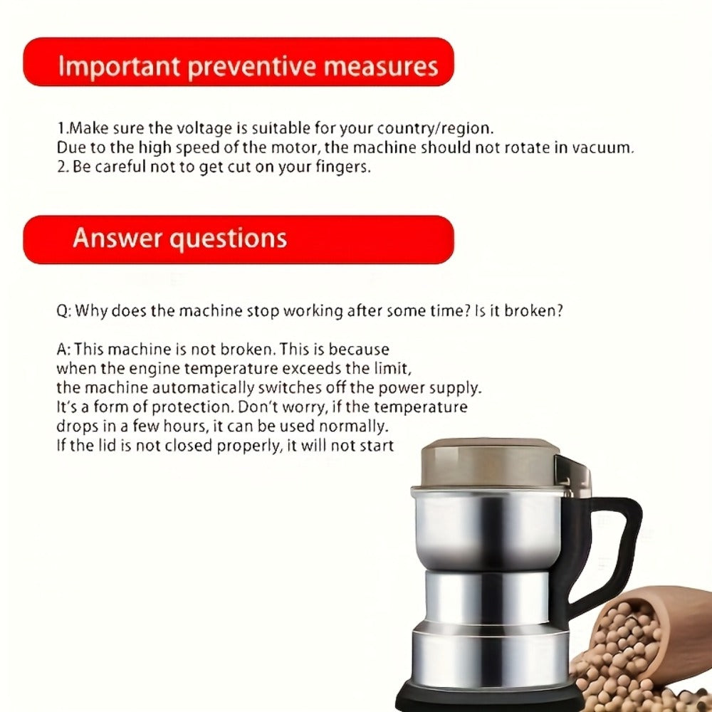 Electric Coffee Grinder 400ml 14oz 4-Blade Stainless Steel 10 Second Quick Grinding for Entryways, Bedrooms and Living Spaces