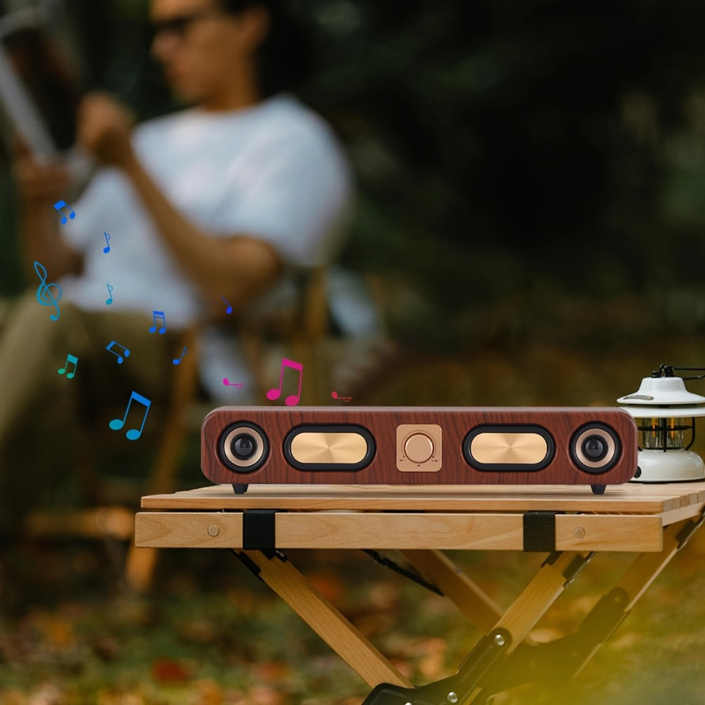 Retro Wood Grain Bluetooth Speaker Dual 2-Inch Woofers 10W Wireless Desktop Soundbar TF AUX for an Everyday Personal Care Routine
