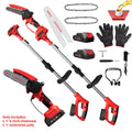 6-Inch Foldable Cordless Pole Saw with Two Chains, Red or Yellow Dual-Battery Packs and Black Option