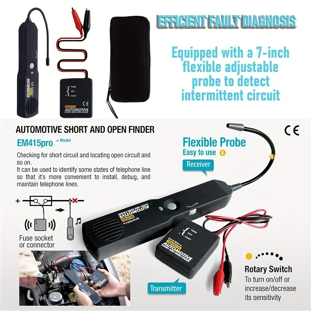 Automotive Wire Tracker EM415PRO 6-42V DC – Non-Contact Induction Probe Circuit Tester for Fast Locating Broken Wires & Short Circuits