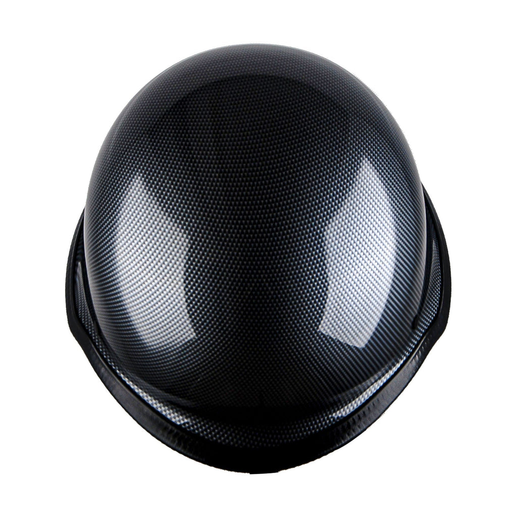 German Style Motorcycle Half Face Helmet – Novelty Skull & Carbon Fiber Design, UV Glossy Finish, Removable Washable Padding