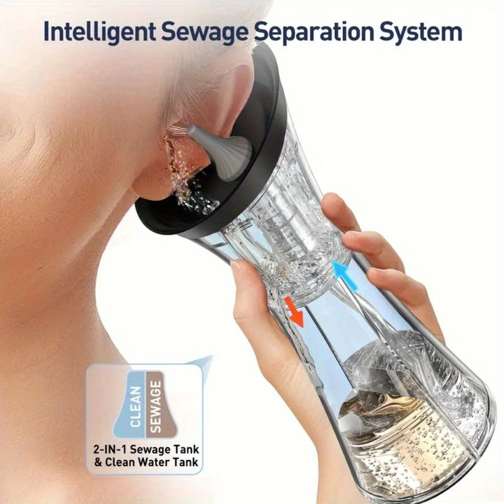 Electric Ear Cleaning System Professional Edition 3-Speed Hydraulic – Visual Waste Tank, Ear Dryer, USB Charging, Dry Dirty Storage