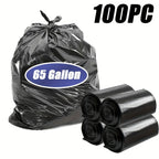 65 Gallon Large Black Garbage Bags Leak Proof Trash Bags for Kitchen Outdoor Garden Yard Waste Industrial Business 25 Pack 100 Pack