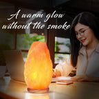 Himalayan Salt Lamp with Dimmer Touch Control, 5-Natural Pink Crystal, Wooden Neem Base, Ambient Amber Glow