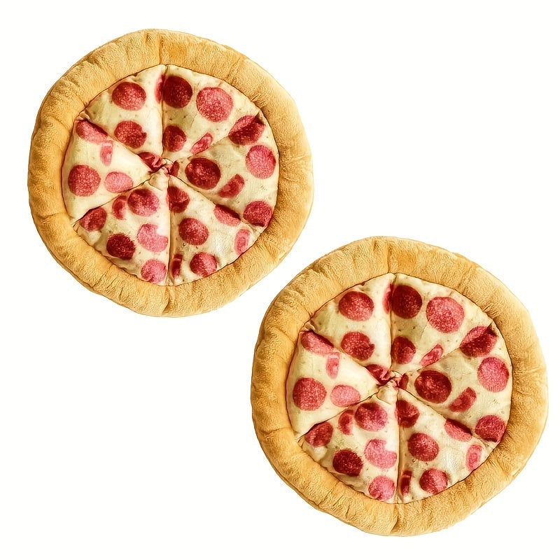 Dog Toy Pizza or Donut Plush with Built-In Squeaker and One or Two-Piece Pack Options for All Breeds