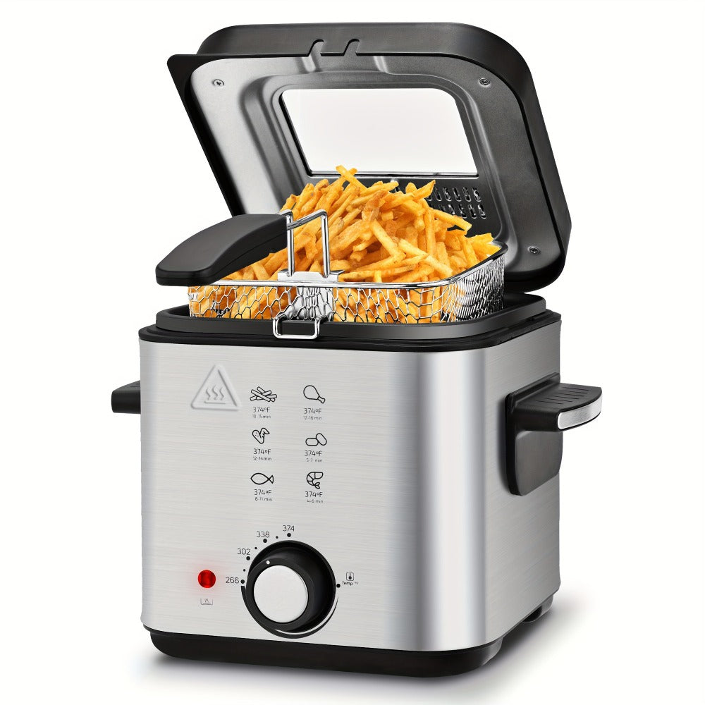 Deep Fryer Electric 1500W Non-Stick with Detachable Basket Adjustable Temperature Control for Home Cooking, Dining and Outdoor Meals