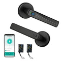 Smart Door Lock Handle with Fingerprint PIN IC Card and Key Access plus Four AAA Power and Type-C Port