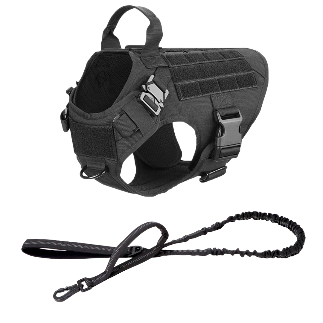 Heavy-Duty Tactical No-Pull Dog Harness with Dual D-Ring Control and Quick-Release Metal Buckles product image 36