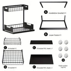 Two-Tier Sliding Under-Sink Organizer in Black, White or Gray with One- or Two-Pack Options