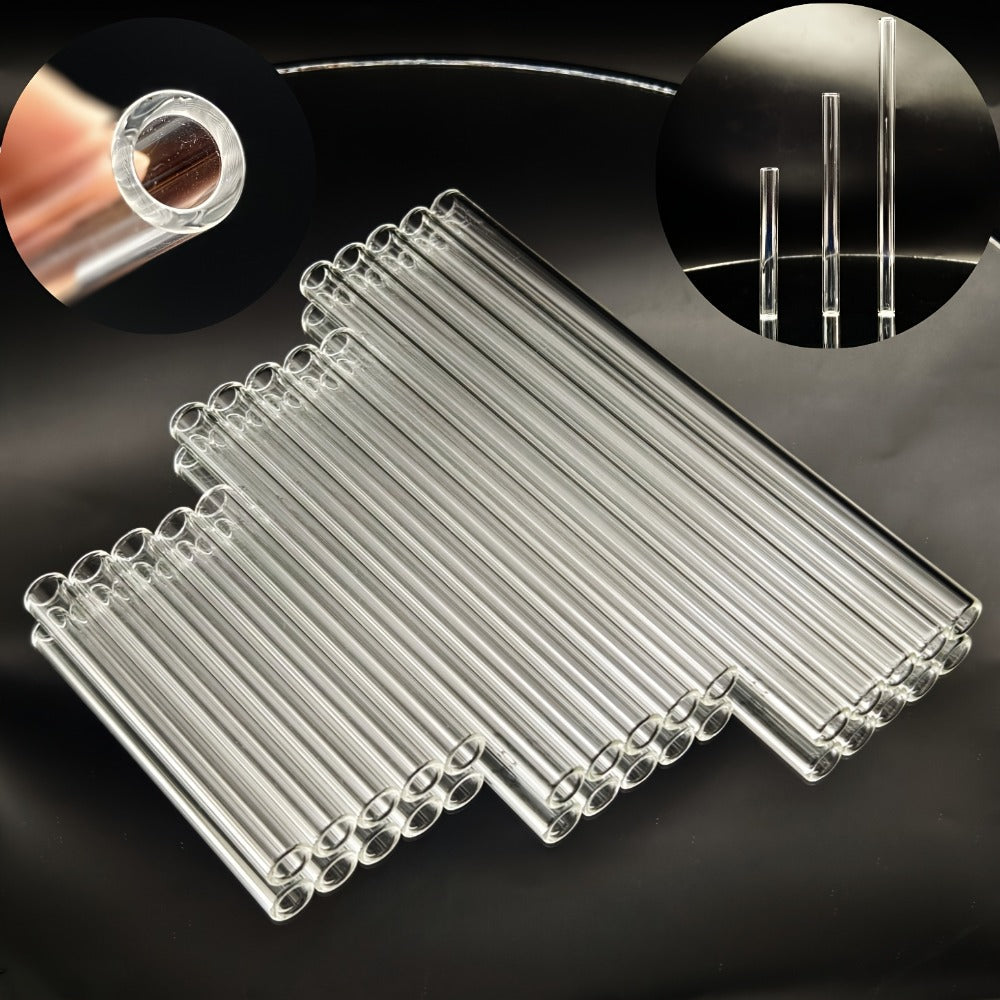 Glass Straws Reusable 12 Pack with Cleaning Brushes – Borosilicate Glass Drinking Straws 6 or 8 Inch, Clear & Colorful, Thick 12mm