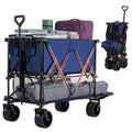 Folding Wagon Cart Double Decker 400L Collapsible Outdoor Utility Cart 54in Extended Shelf Wheels