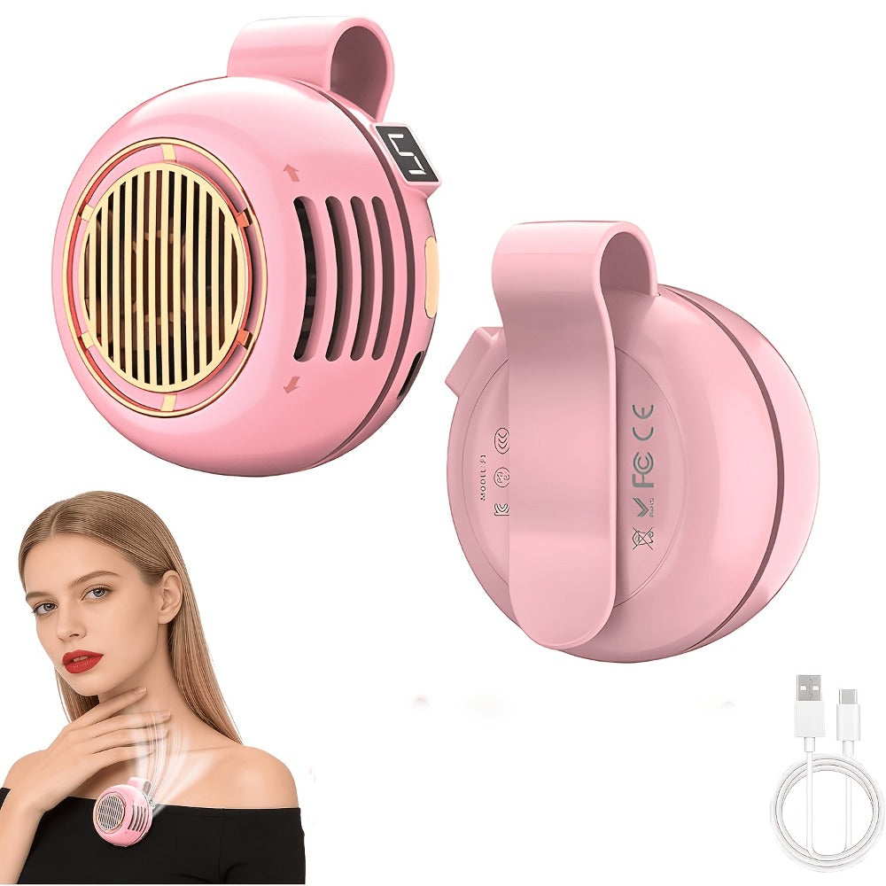 Clip-On Neck Fan in Pink, Green or White with Display and One- or Two-Piece Checkout Options