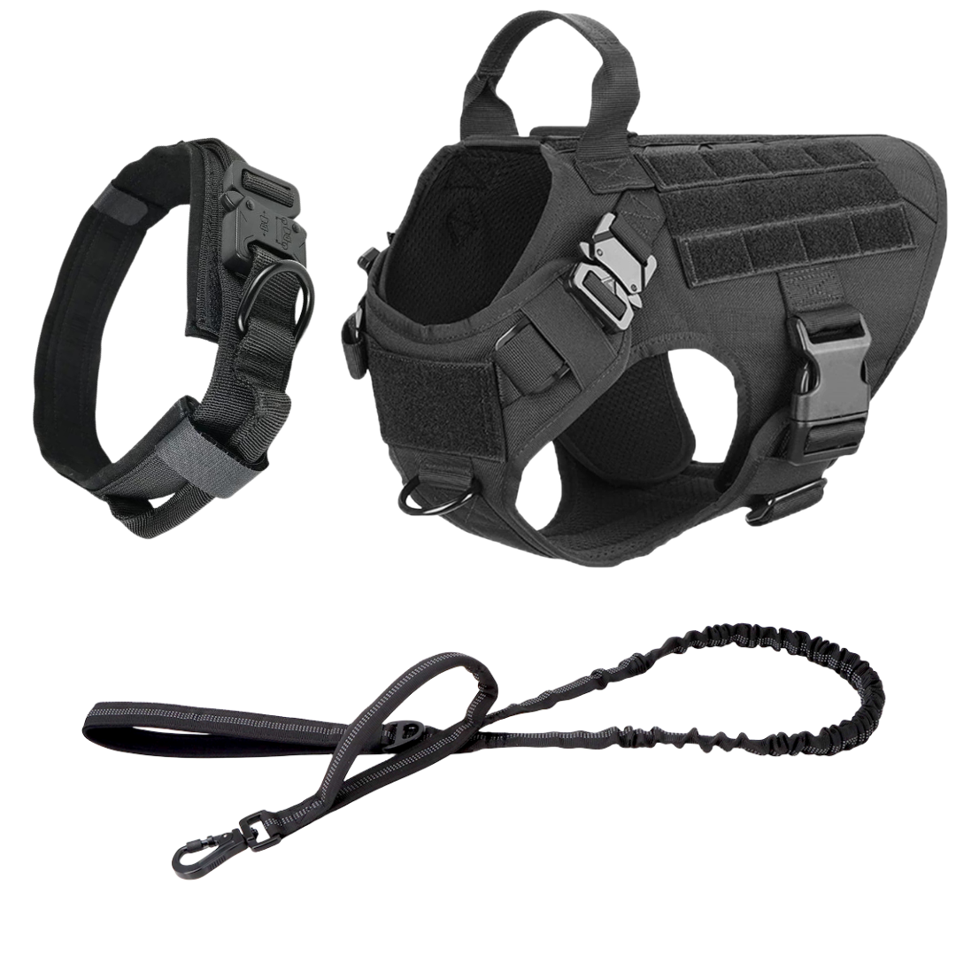 Heavy-Duty Tactical No-Pull Dog Harness with Dual D-Ring Control and Quick-Release Metal Buckles product image 41