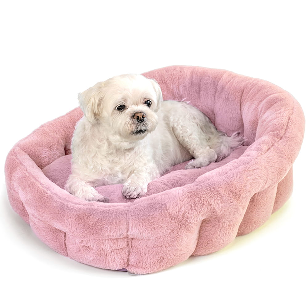 Faux Fur Lounger Dog Bed Pink / Small