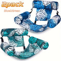 Leaf-Print Inflatable Pool Float Chair with Mesh Sling Seat in Blue, Blue-Green or Red-Cyan Checkout Options
