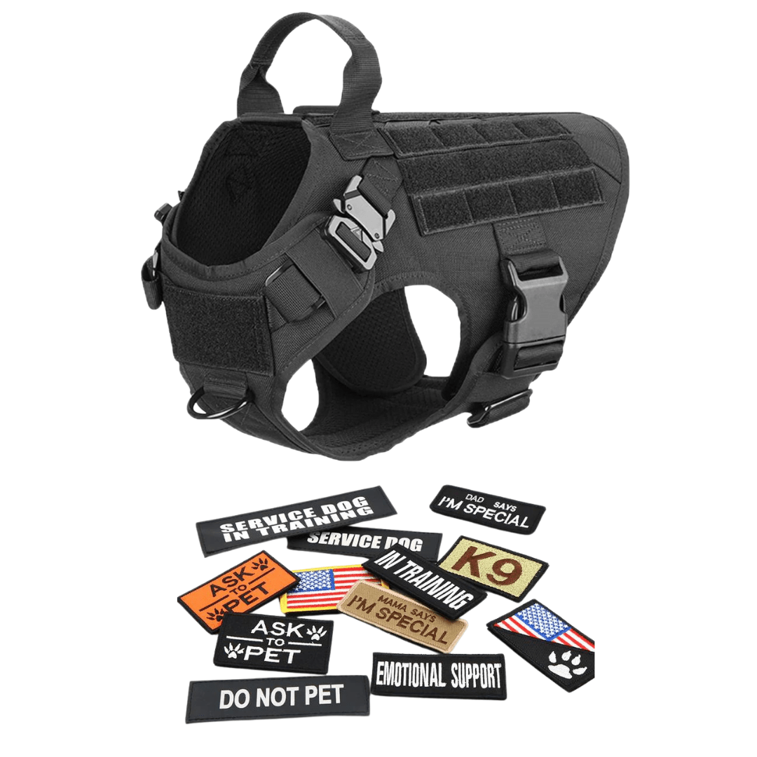 Heavy-Duty Tactical No-Pull Dog Harness with Dual D-Ring Control and Quick-Release Metal Buckles product image 46