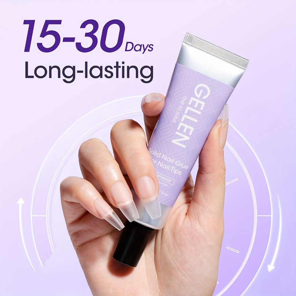 Solid Nail Glue Gel for Press On Nails 30g with UV Nail Lamp, Gel Nail Glue for Acrylic Nails, Gel Tips & 3D