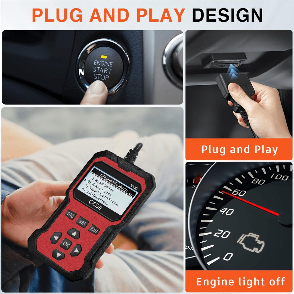 OBD2 Scanner Car Diagnostic Tool – CAN Protocol Code Reader with Freeze Frame, I/M Monitor, 9 Protocols & 6 Languages
