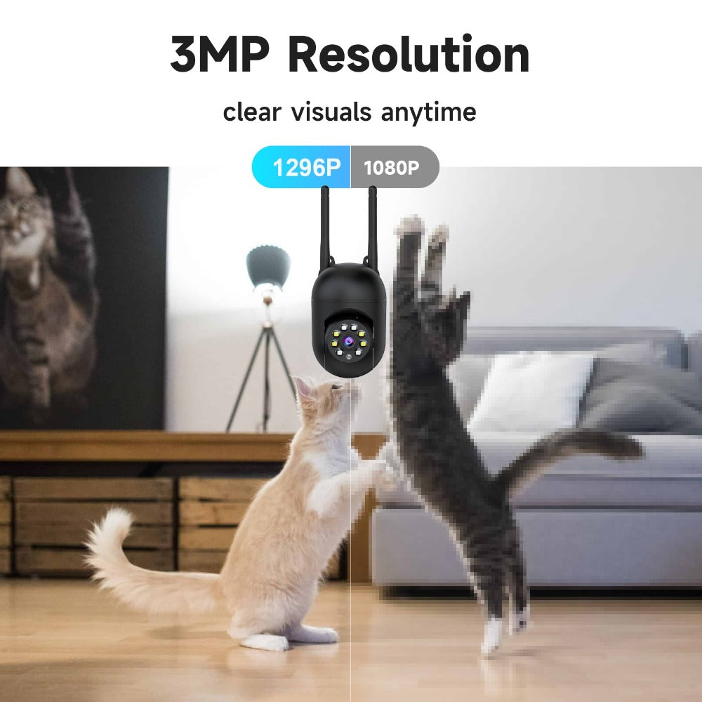 Indoor Security Camera 4-Pack with 3MP Video, Dual-Band WiFi, Color Night Vision and Cloud Storage Options