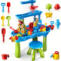 Sand and Water Table for Toddlers 3-Tier, Outdoor Sensory Play Set with Shovel Scoop & Strainer