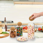 Glass Storage Jars with Cork Lid Set of 3 | 17oz 500ml Airtight Glass Containers with Spherical Cork Stopper | Kitchen Organizer for Tea