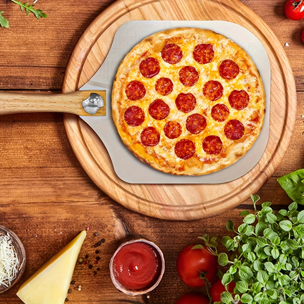 Pizza Making Set with Pizza Peel, Nonstick Pizza Pan, Perforated Pan, Pizza Cutter, Oven Mitts, Pie Server & Basting Brush