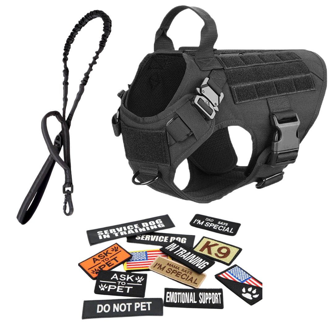 Heavy-Duty Tactical No-Pull Dog Harness with Dual D-Ring Control and Quick-Release Metal Buckles product image 56